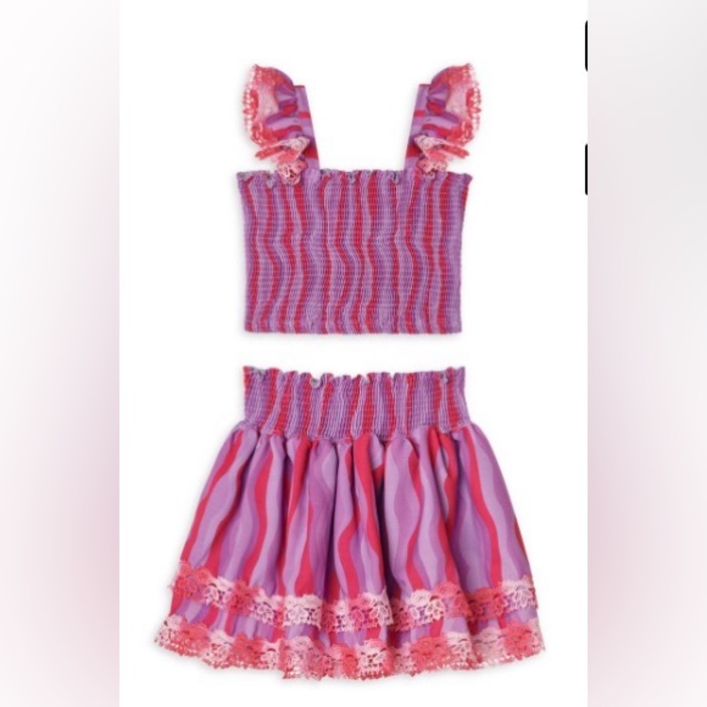 Peixoto Pink and Purple Smocked Two-Piece Set